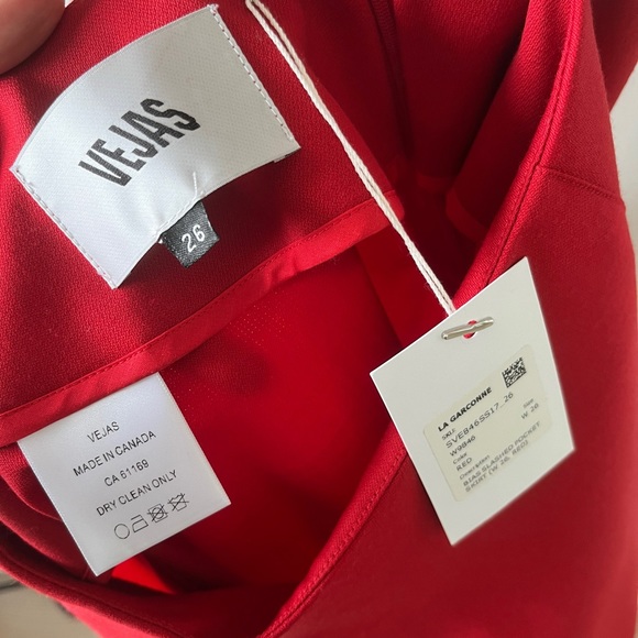 NWT)Vejas bias cut wool red Skirt - Size 26 - Picture 6 of 8